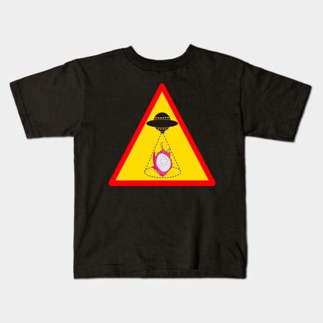 UFO dropping a beautiful dragon fruit / pitaya Kids T-Shirt by sukhendu.12